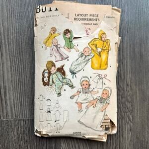 Vintage 1960s Butterick 5708 Sewing Pattern Baby loungewear Sleepwear COMPLETE